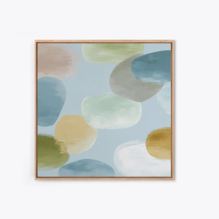Pastel Rainbow Shapes for Pediatric Spaces Framed Canvas Print, Waiting Room Art, Dental Wall Art, Waiting Room Decor, Calm, WRA-1x1-66
