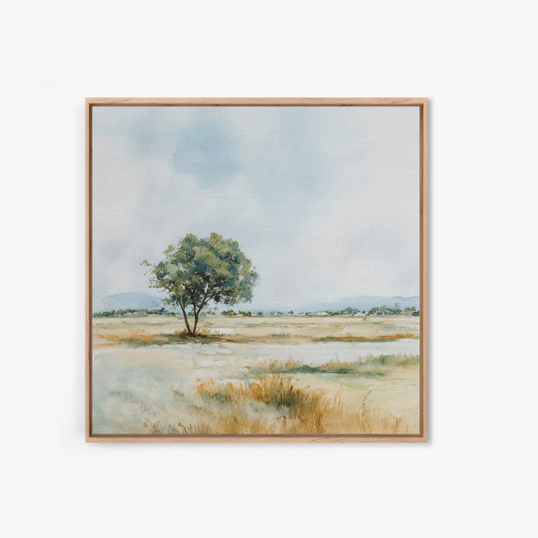Open Field with Distant Tree Framed Canvas Print, Waiting Room Art, Therapy Office Decor, Waiting Room Decor, Fine Art, Calm, WRA-1x1-71