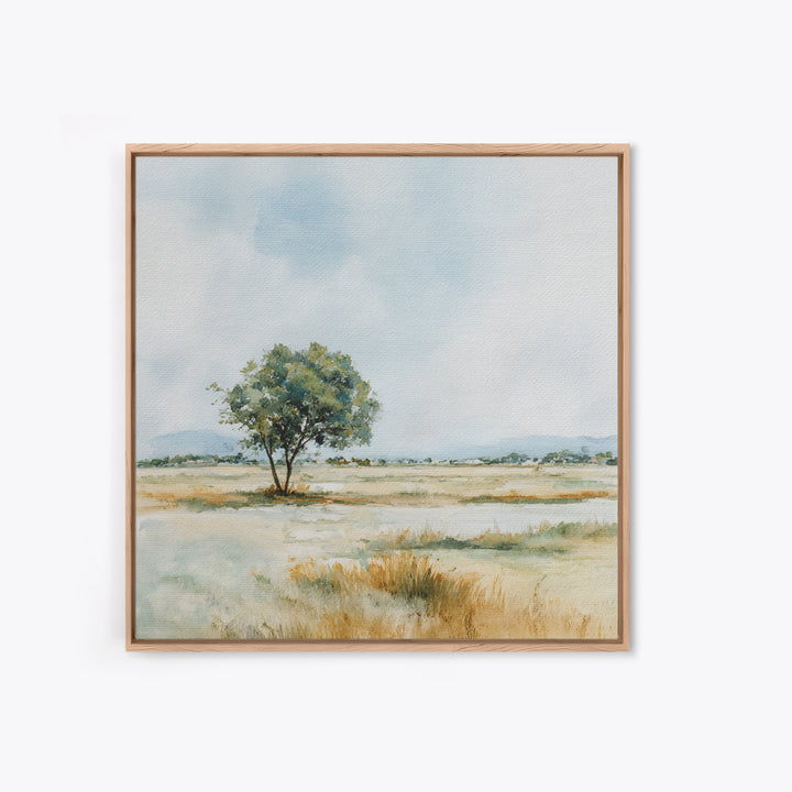 Open Field with Distant Tree Framed Canvas Print, Waiting Room Art, Therapy Office Decor, Waiting Room Decor, Fine Art, Calm, WRA-1x1-71