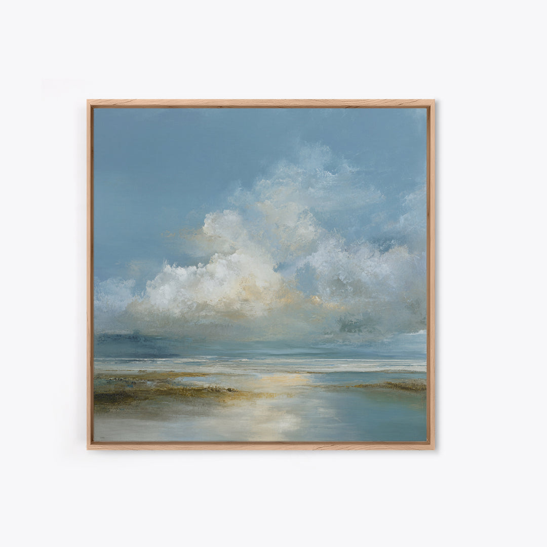 Large Cloudscape with Hopeful Light Framed Canvas Print, Waiting Room Art, Textured Painting, Waiting Room Decor, Calm, WRA-1x1-88