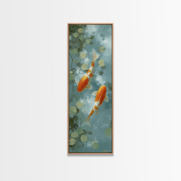 Gentle Koi Fish Canvas Print, Waiting Room Art, Landscape, Waiting Room Decor, Fine Art, Calm, Neutral Decor, Modern Decor, WRA-1x3-10