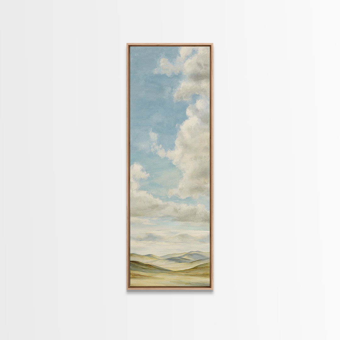 Calming Landscape with Open Sky and Gentle Canvas Print, Waiting Room Art, Statement Artwork, Waiting Room Decor, Oil Painting, WRA-1x3-13
