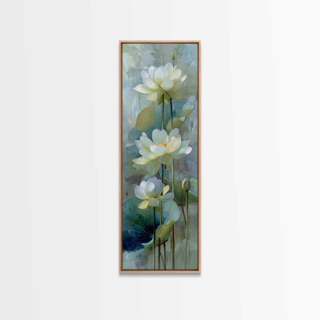 Lotus Flower on Still Water Canvas Print, Waiting Room Art, Printable Wall Art, Waiting Room Decor, Watercolor Art, Calm, WRA-1x3-27