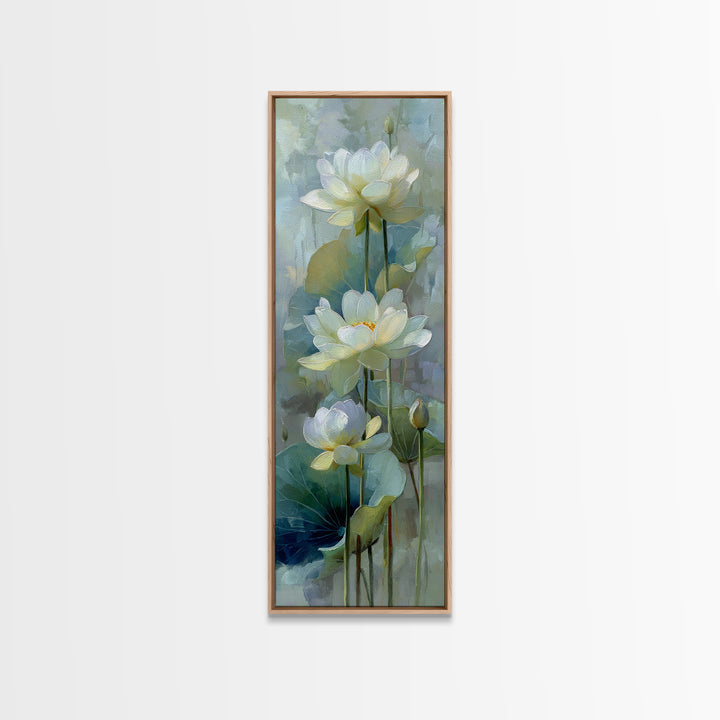 Lotus Flower on Still Water Canvas Print, Waiting Room Art, Printable Wall Art, Waiting Room Decor, Watercolor Art, Calm, WRA-1x3-27