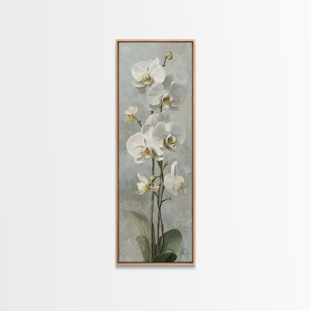 White Orchid on Light Gray Ground Canvas Print, Waiting Room Art, Bedroom Decor, Waiting Room Decor, Fine Art, Calm, Abstract, WRA-1x3-43