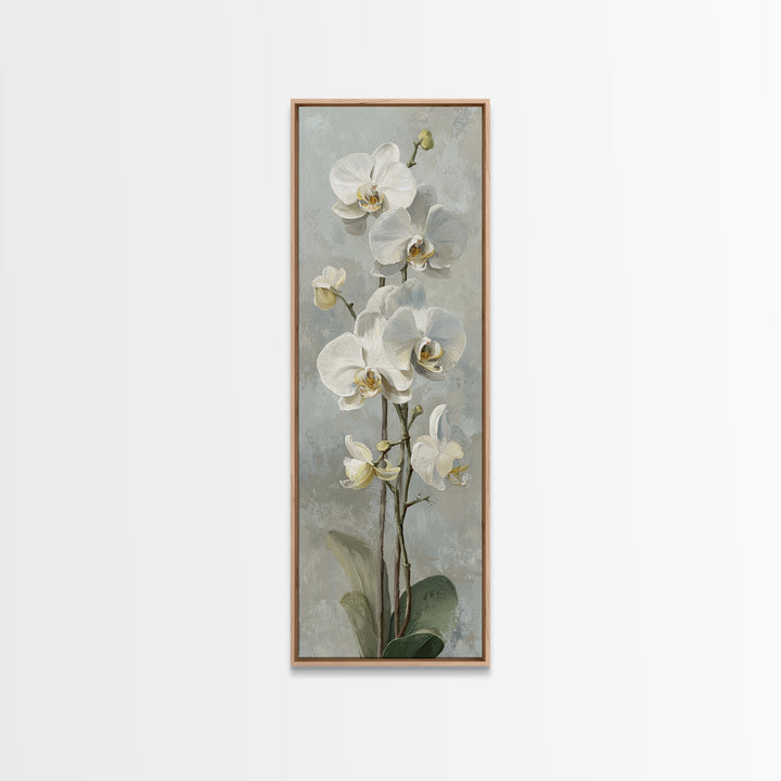 White Orchid on Light Gray Ground Canvas Print, Waiting Room Art, Bedroom Decor, Waiting Room Decor, Fine Art, Calm, Abstract, WRA-1x3-43
