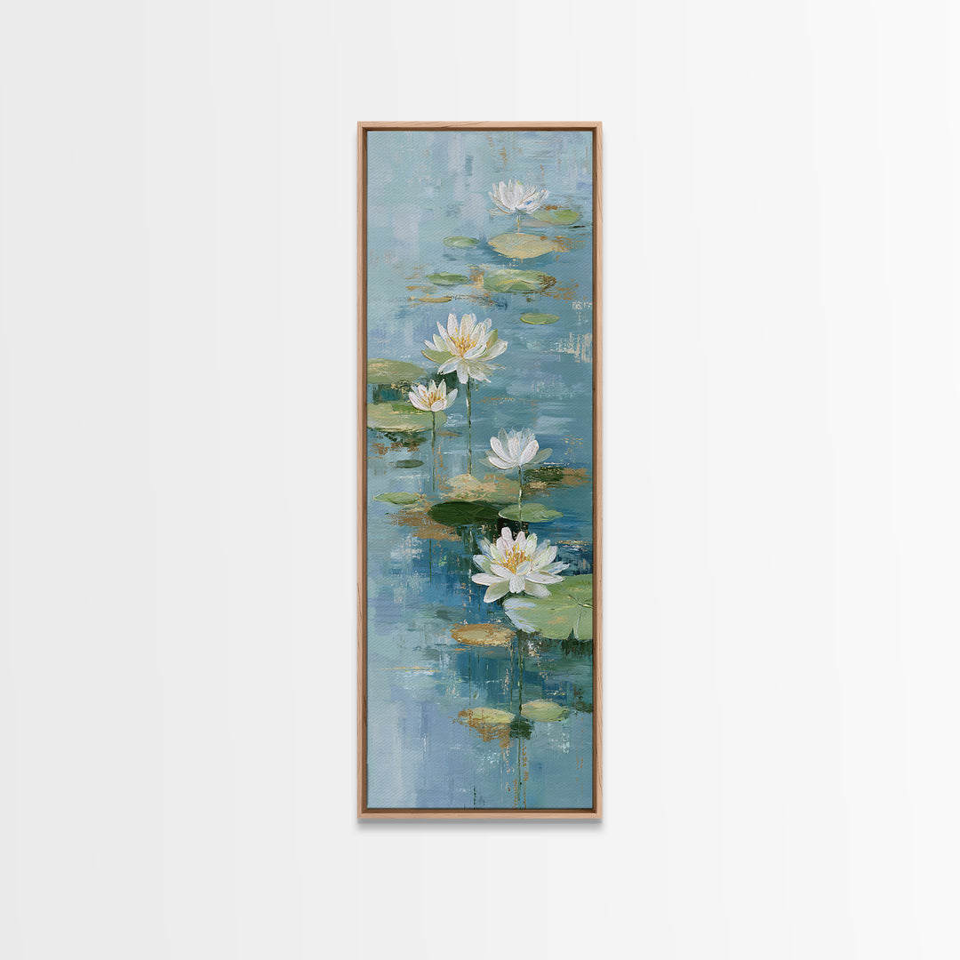Lotus Flower on Still Water Canvas Print, Waiting Room Art, Minimalist Wall Art, Waiting Room Decor, Fine Art, Calm, Dental Art, WRA-1x3-51