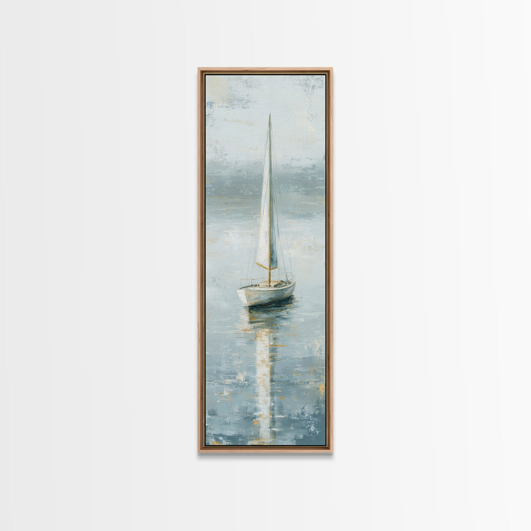 Quiet Sailboat on Calm Water Canvas Print, Waiting Room Art, Contemporary Art, Waiting Room Decor, Calm, Living Room Wall Art, WRA-1x3-7