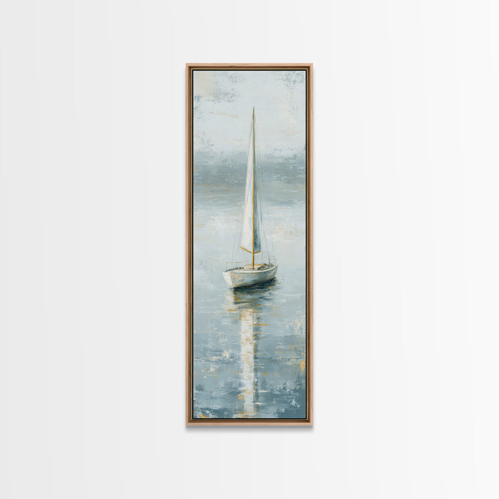 Quiet Sailboat on Calm Water Canvas Print, Waiting Room Art, Contemporary Art, Waiting Room Decor, Calm, Living Room Wall Art, WRA-1x3-7