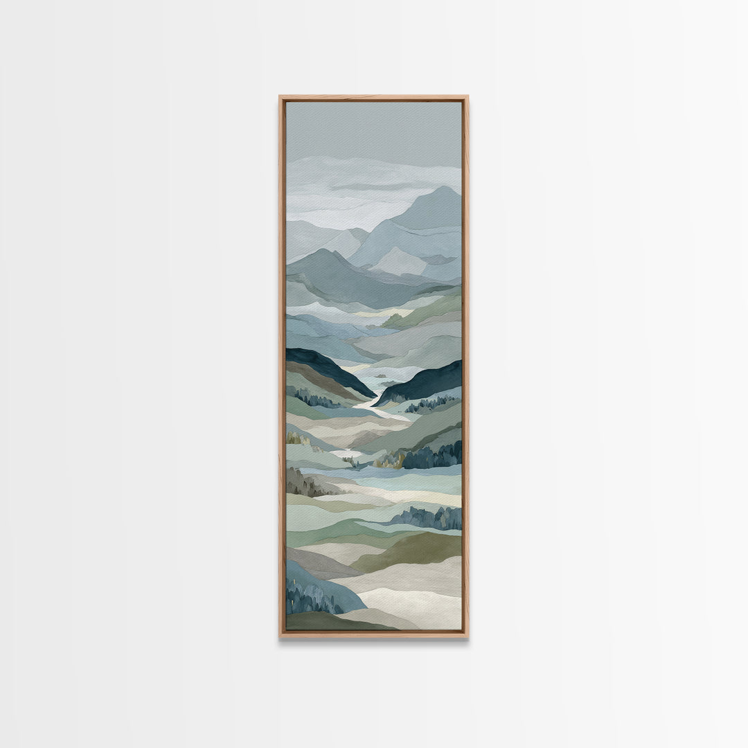 Simple Mountain Layers Framed Canvas Print, Waiting Room Art, Fine Art, Waiting Room Decor, Calm, Minimalist Decor, WRA-1x3-74