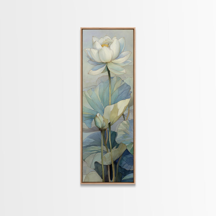 Lotus Flower on Still Water Framed Canvas Print, Waiting Room Art, Digital Art Print, Waiting Room Decor, Oil Painting, Calm, WRA-1x3-75