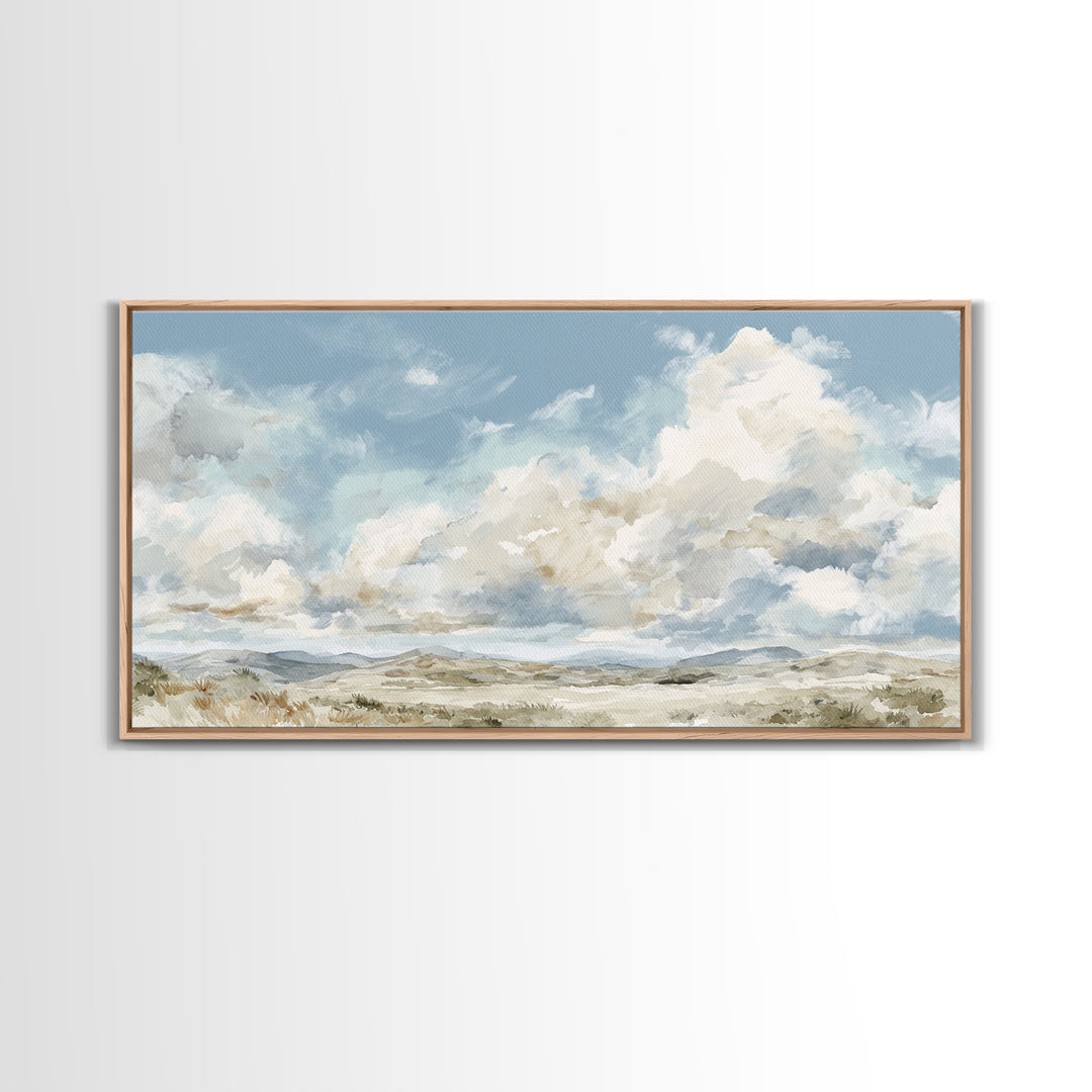 Large Cloudscape with Hopeful Light Framed Canvas Print, Waiting Room Art, Art Print, Waiting Room Decor, Fine Art, Calm, WRA-2x1-12