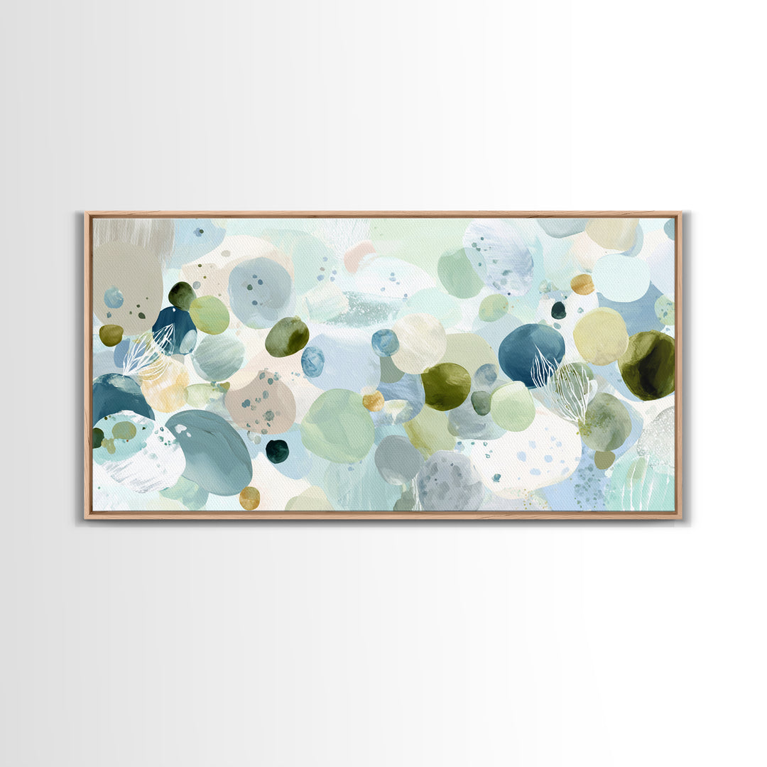 Pastel Rainbow Shapes for Pediatric Spaces Framed Canvas Print, Waiting Room Art, Fine Art Print, Waiting Room Decor, WRA-2x1-14