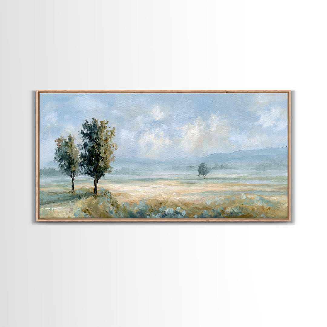 Open Field with Distant Tree Framed Canvas Print, Waiting Room Art, Therapy Office Decor, Waiting Room Decor, Fine Art, Calm, WRA-2x1-19