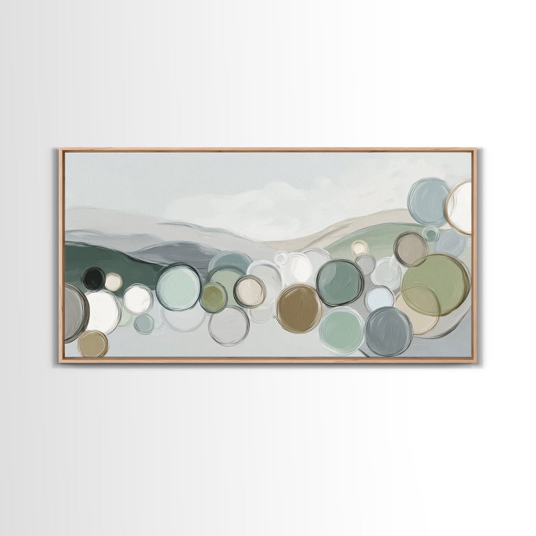 Abstract Circles Suggesting Calm Movement Framed Canvas Print, Waiting Room Art, Luxury Decor, Waiting Room Decor, Calm, WRA-2x1-30