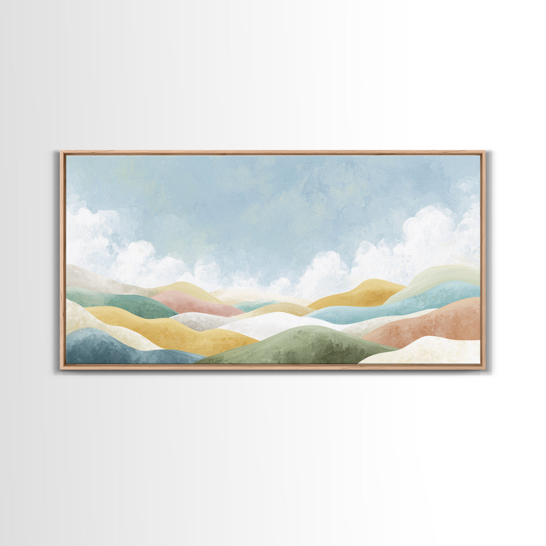 Pastel Rainbow Shapes for Pediatric Spaces Framed Canvas Print, Waiting Room Art, Fine Art Print, Waiting Room Decor, WRA-2x1-38