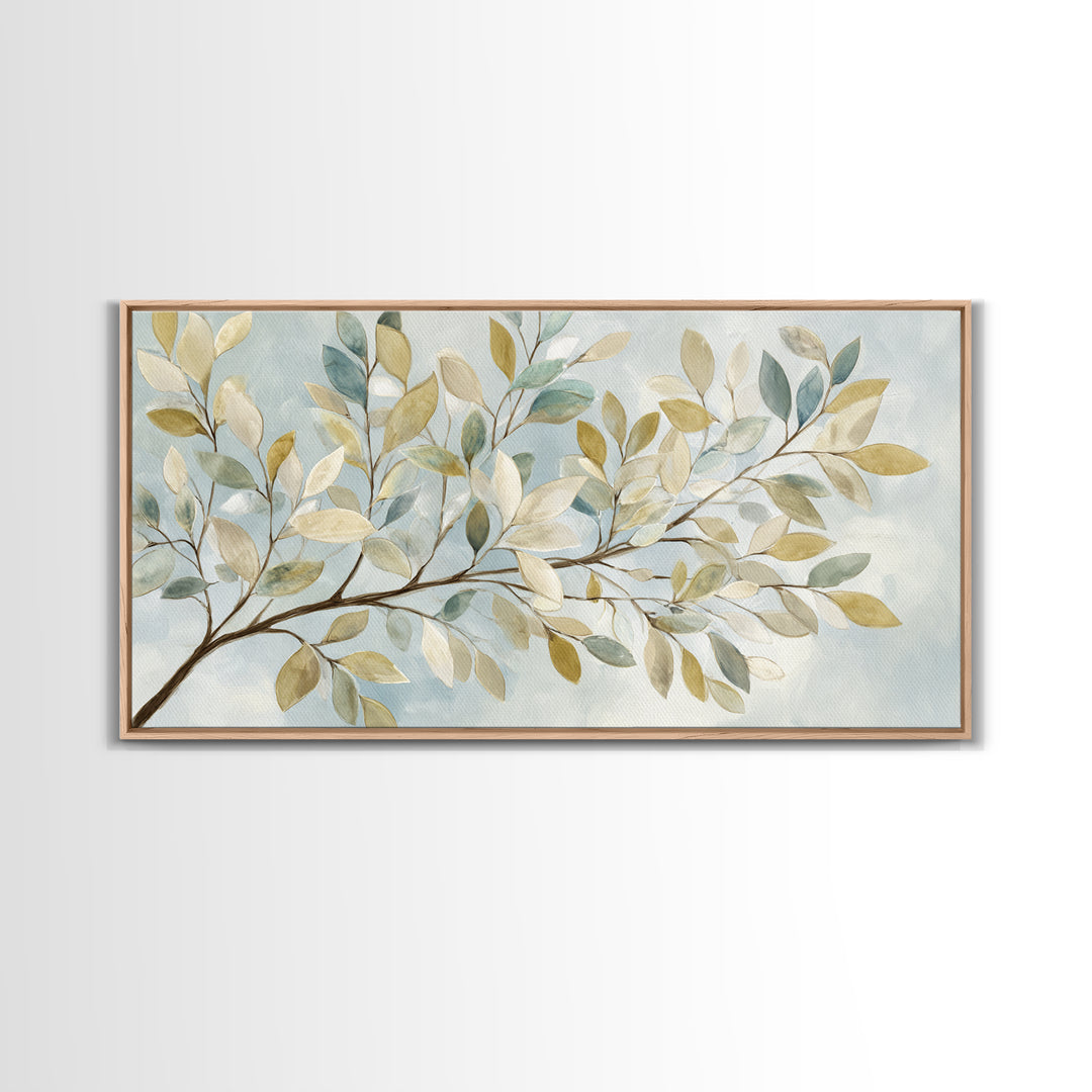 Neutral Botanical Branch Canvas Print, Waiting Room Art, Living Room Wall Art, Waiting Room Decor, Watercolor Art, Calm, WRA-2x1-47