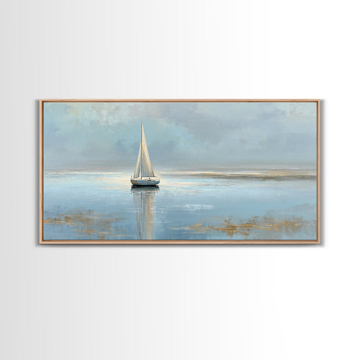 Quiet Sailboat on Calm Water Canvas Print, Waiting Room Art, Minimalist Wall Art, Waiting Room Decor, Fine Art, Calm, WRA-2x1-63