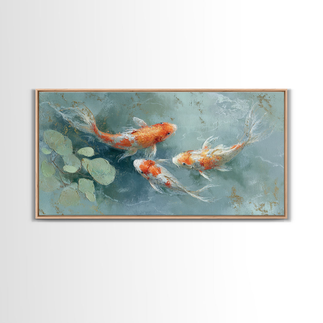 Gentle Koi Fish Canvas Print, Waiting Room Art, Textured Painting, Waiting Room Decor, Watercolor Art, Calm, Printable Art, WRA-2x1-66
