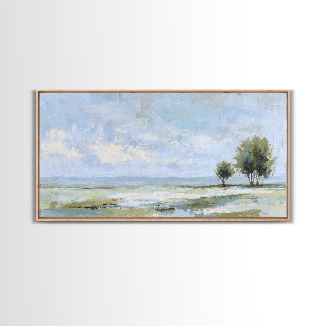 Open Field with Distant Tree Framed Canvas Print, Waiting Room Art, Dental Art, Waiting Room Decor, Fine Art, Calm, WRA-2x1-67