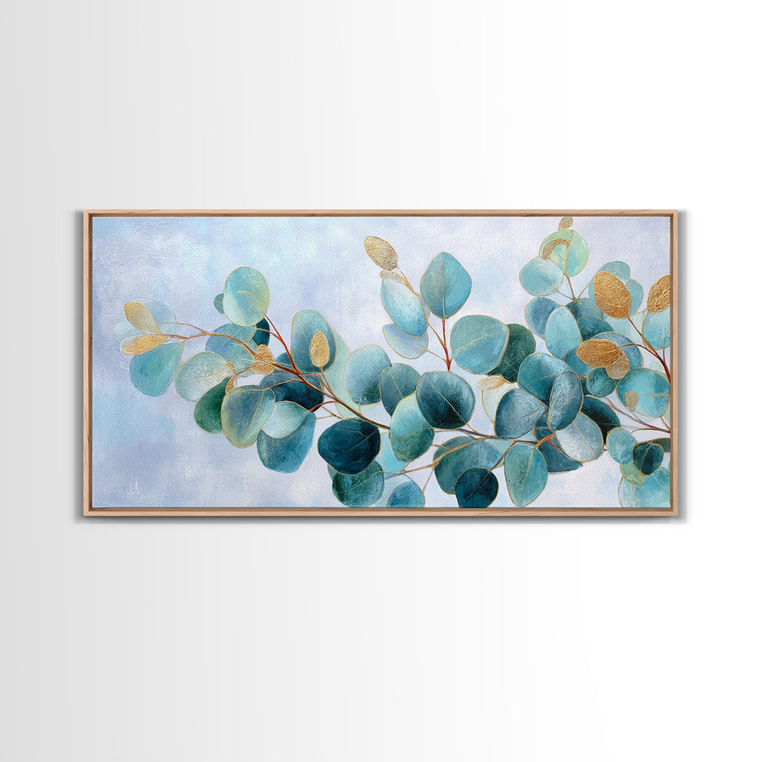 Clean Eucalyptus Leaf Study Framed Canvas Print, Waiting Room Art, Office Wall Art, Waiting Room Decor, Fine Art, Calm, WRA-2x1-85