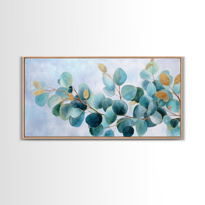 Clean Eucalyptus Leaf Study Framed Canvas Print, Waiting Room Art, Office Wall Art, Waiting Room Decor, Fine Art, Calm, WRA-2x1-85