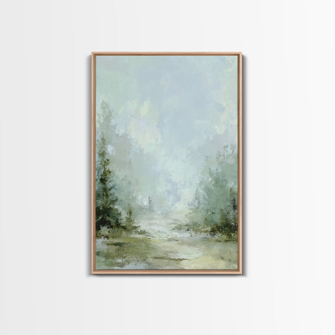 Misty Forest Path Framed Canvas Print, Waiting Room Art, Neutral Decor, Waiting Room Decor, Fine Art, Calm, Wall Art, WRA-2x3-19