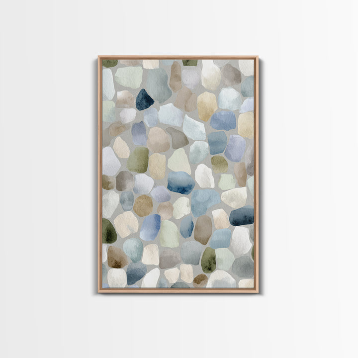 Pastel Rainbow Shapes for Pediatric Spaces Framed Canvas Print, Waiting Room Art, Boho Decor, Waiting Room Decor, Calm, WRA-2x3-2