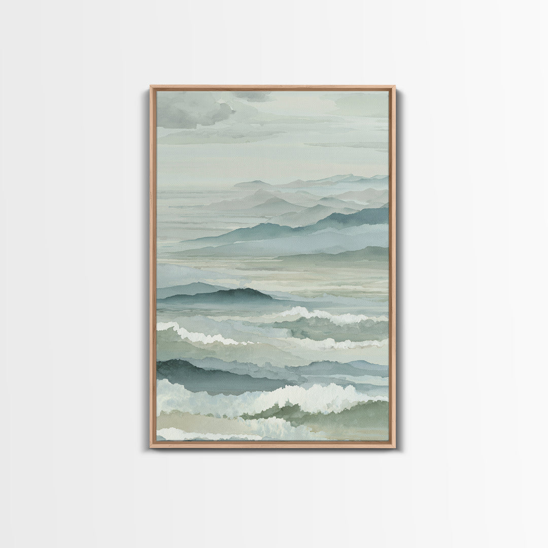 Simple Mountain Layers Framed Canvas Print, Waiting Room Art, Textured Painting, Waiting Room Decor, Calm, Printable Art, WRA-2x3-22