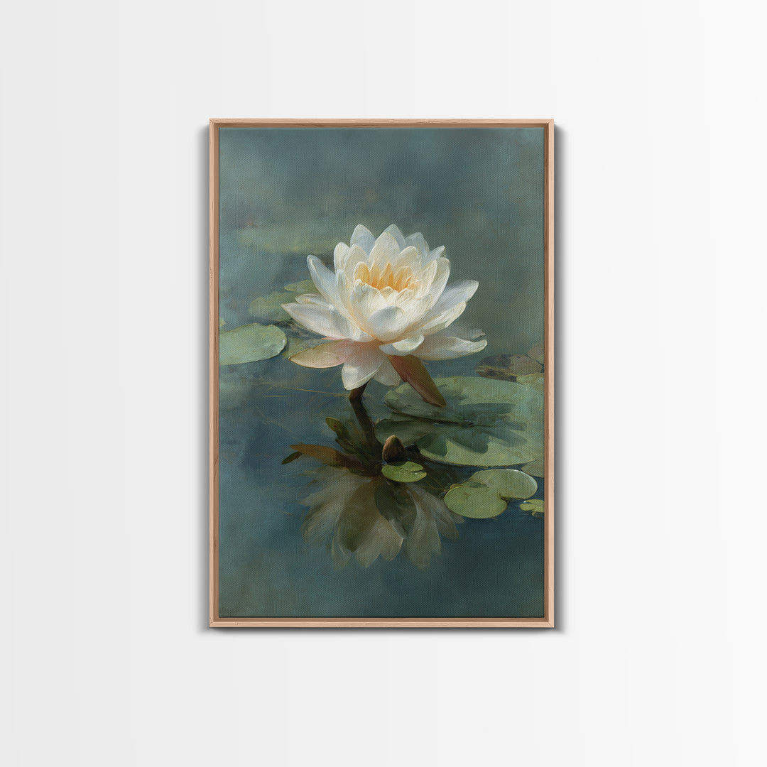 Lotus Flower on Still Water Canvas Print, Waiting Room Art, Art Print, Waiting Room Decor, Fine Art, Calm, Abstract Art, WRA-2x3-23