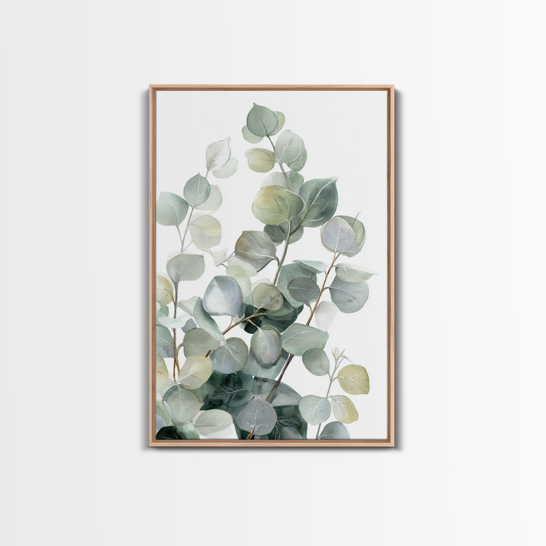 Clean Eucalyptus Leaf Study Framed Canvas Print, Waiting Room Art, Wall Art, Waiting Room Decor, Oil Painting, Calm, WRA-2x3-25