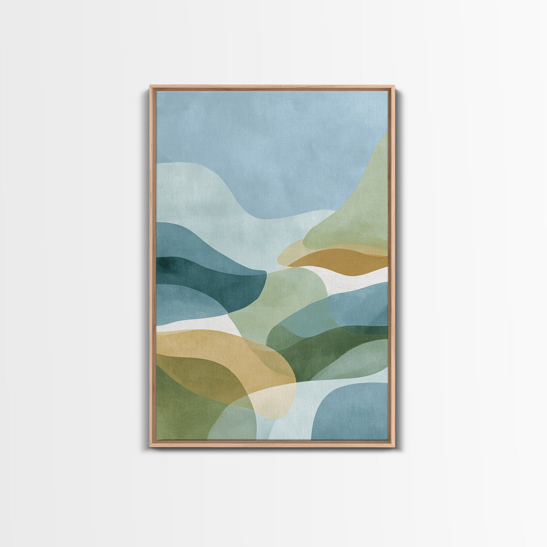 Pastel Rainbow Shapes for Pediatric Spaces Framed Canvas Print, Waiting Room Art, Boho Decor, Waiting Room Decor, Calm, WRA-2x3-26