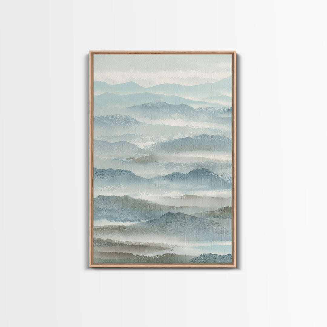 Simple Mountain Layers Framed Canvas Print, Waiting Room Art, Textured Painting, Waiting Room Decor, Calm, Printable Art, WRA-2x3-46