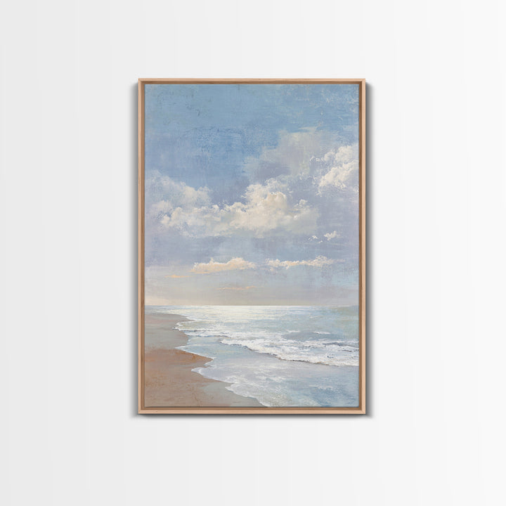 Coastal Horizon with Pale Sand and Water Canvas Print, Waiting Room Art, Office Wall Art, Waiting Room Decor, Oil Painting, WRA-2x3-65