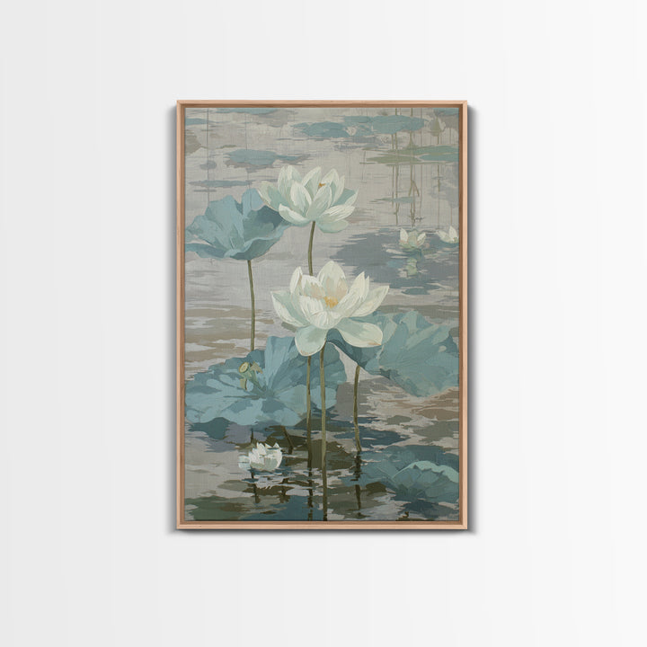 Lotus Flower on Still Water Canvas Print, Waiting Room Art, Original Art, Waiting Room Decor, Oil Painting, Calm, Office Art, WRA-2x3-71