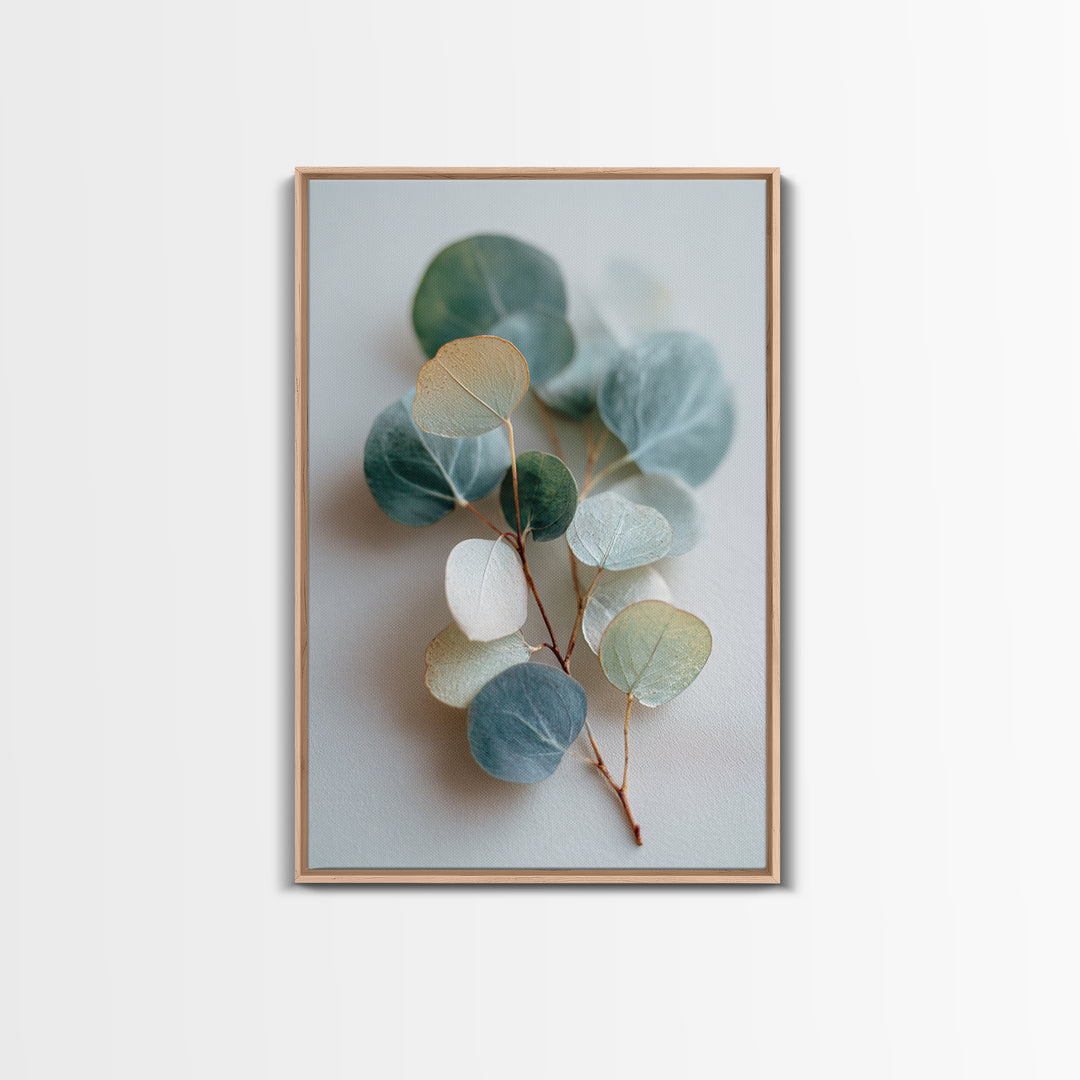 Clean Eucalyptus Leaf Study Framed Canvas Print, Waiting Room Art, Living Room Wall Art, Waiting Room Decor, Watercolor Art, WRA-2x3-73