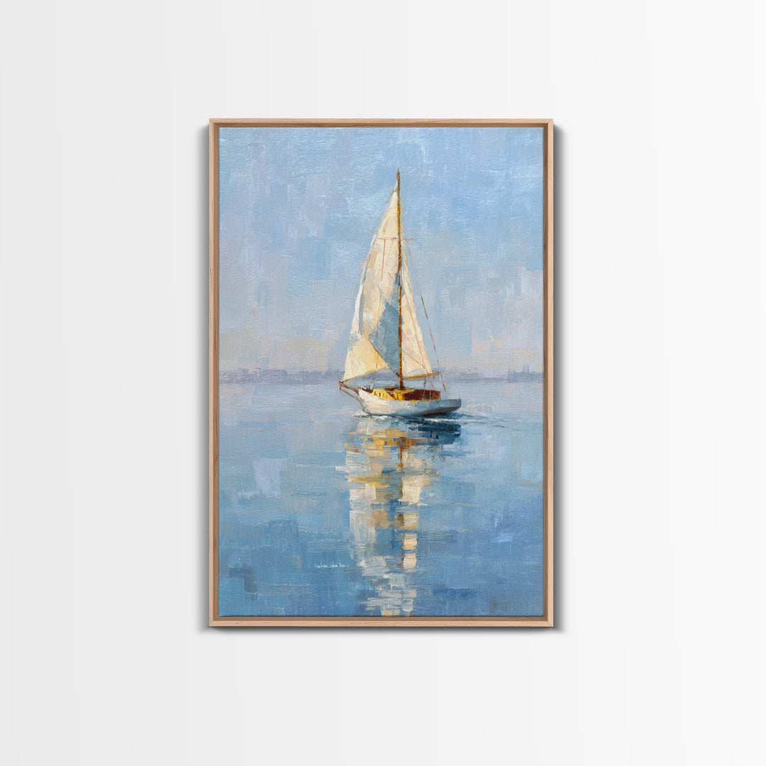 Quiet Sailboat on Calm Water Framed Canvas Print, Waiting Room Art, Abstract Art, Waiting Room Decor, Fine Art, Calm, WRA-2x3-75