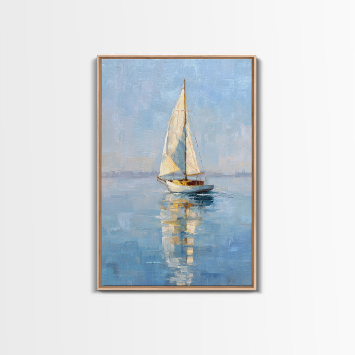 Quiet Sailboat on Calm Water Framed Canvas Print, Waiting Room Art, Abstract Art, Waiting Room Decor, Fine Art, Calm, WRA-2x3-75