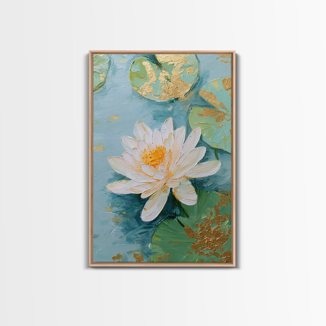 Lotus Flower on Still Water Canvas Print, Waiting Room Art, Gallery Wall Art, Waiting Room Decor, Watercolor Art, Calm, WRA-2x3-95