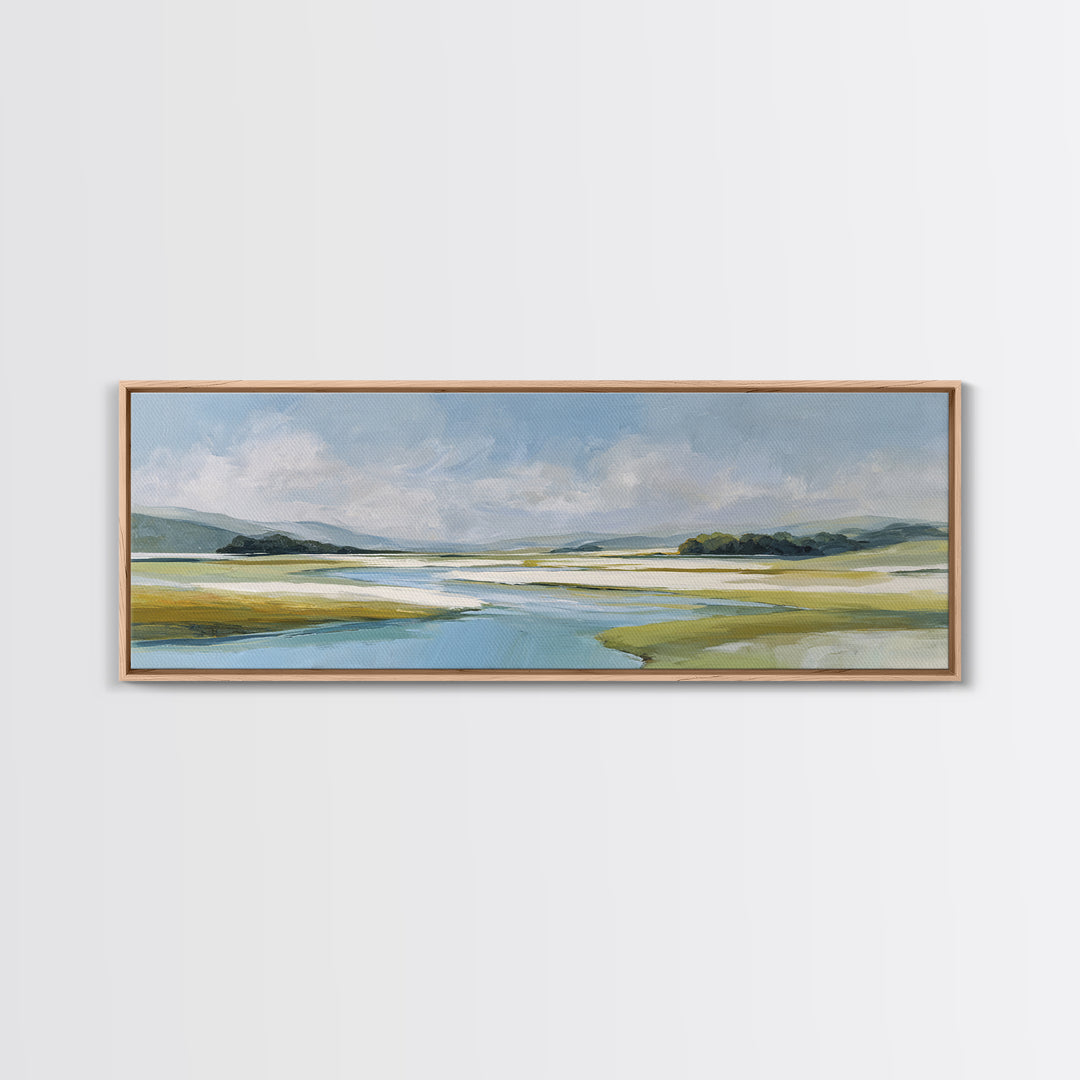 Blue Heron in Quiet Marsh Canvas Print, Waiting Room Art, Modern Decor, Waiting Room Decor, Abstract Art, Calm, Home Decor, WRA-3x1-100
