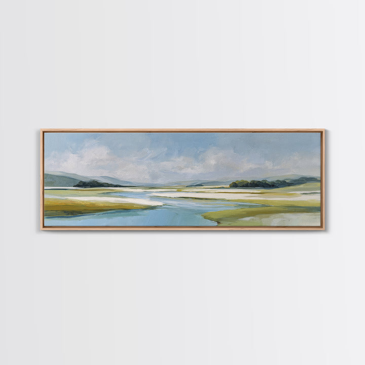 Blue Heron in Quiet Marsh Canvas Print, Waiting Room Art, Modern Decor, Waiting Room Decor, Abstract Art, Calm, Home Decor, WRA-3x1-100