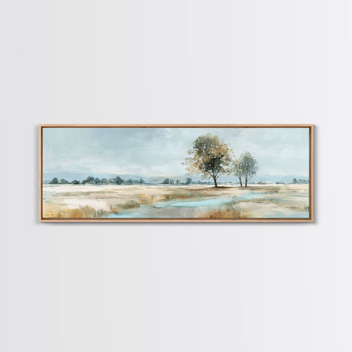 Open Field with Distant Tree Framed Canvas Print, Waiting Room Art, Dental Art, Waiting Room Decor, Fine Art, Calm, WRA-3x1-15
