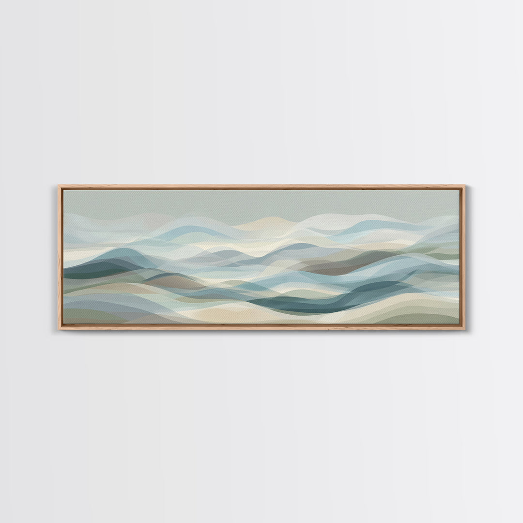 Soft Abstract Waves Framed Canvas Print, Waiting Room Art, Printable Art, Waiting Room Decor, Abstract Art, Calm, WRA-3x1-18