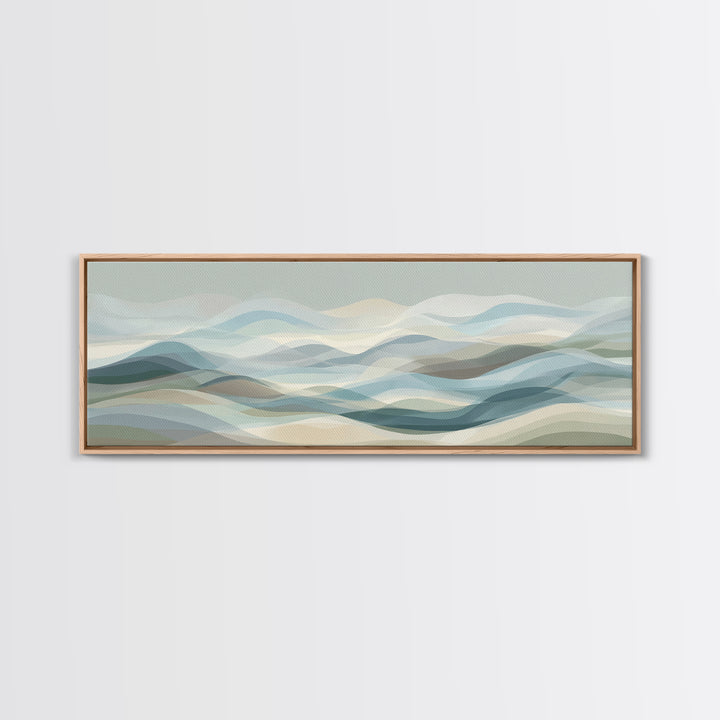 Soft Abstract Waves Framed Canvas Print, Waiting Room Art, Printable Art, Waiting Room Decor, Abstract Art, Calm, WRA-3x1-18