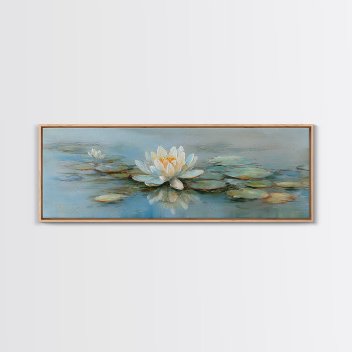 Lotus Flower on Still Water Canvas Print, Waiting Room Art, Luxury Decor, Waiting Room Decor, Fine Art, Calm, Original Art, WRA-3x1-31