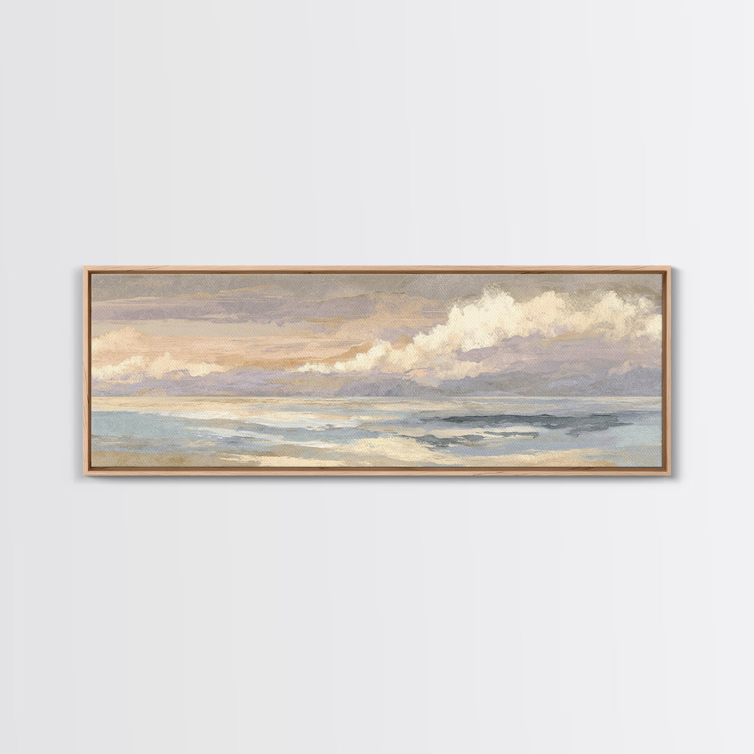 Warm Desert Sunrise Framed Canvas Print, Waiting Room Art, Abstract, Waiting Room Decor, Oil Painting, Calm, Modern Decor, WRA-3x1-53