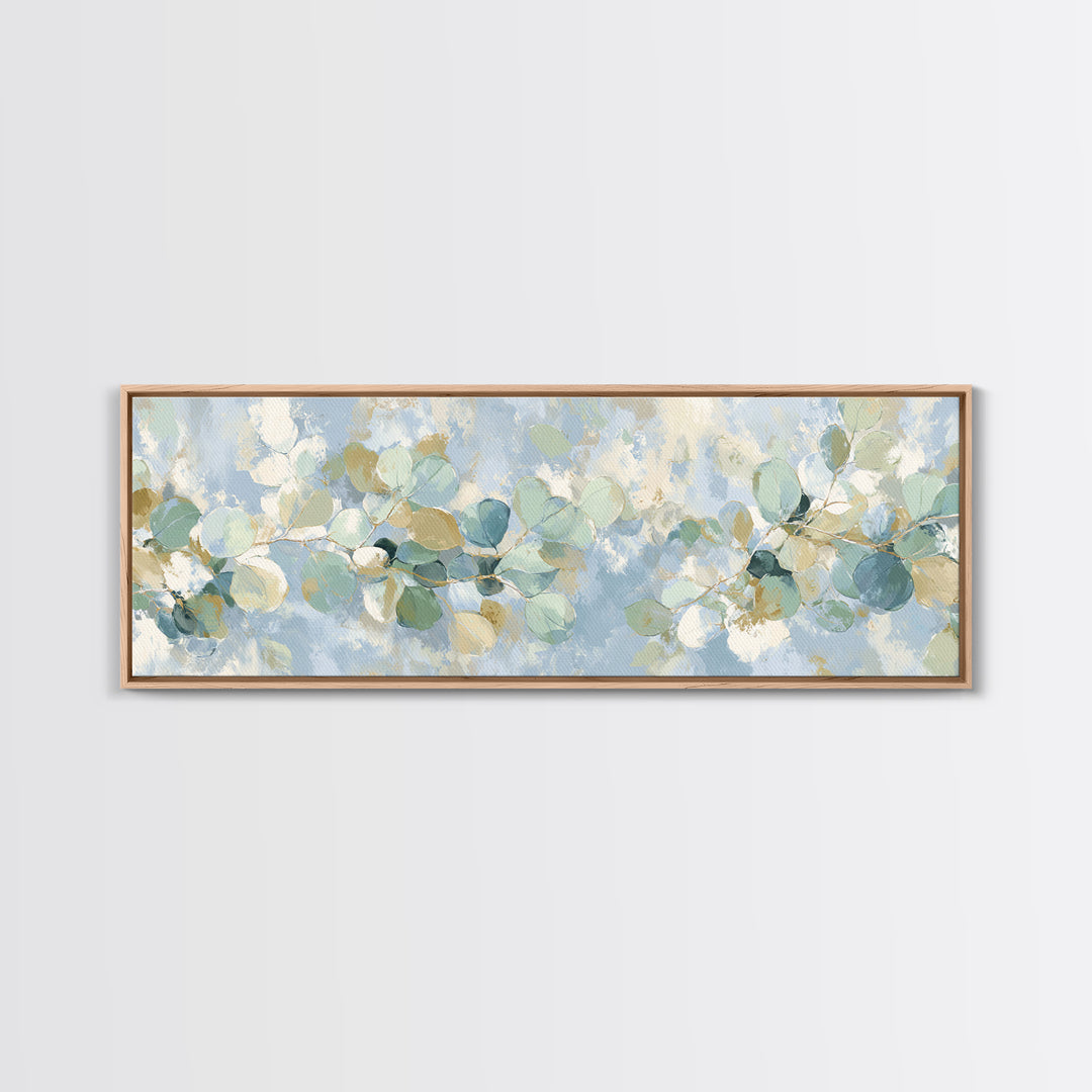 Clean Eucalyptus Leaf Study Framed Canvas Print, Waiting Room Art, Digital Art Print, Waiting Room Decor, Watercolor Art, Calm, WRA-3x1-57