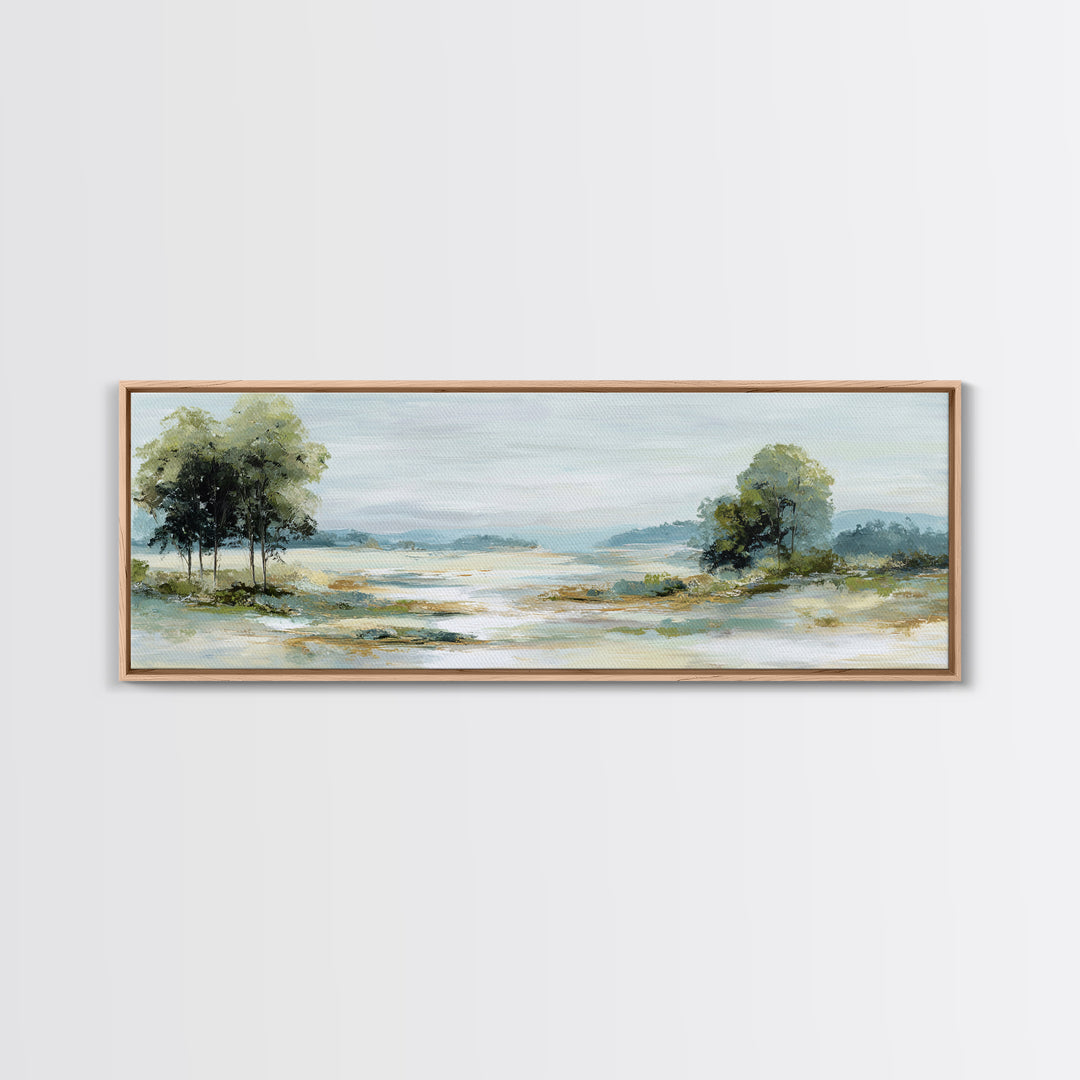 Open Field with Distant Tree Framed Canvas Print, Waiting Room Art, Room Decor, Waiting Room Decor, Calm, Bedroom Decor, WRA-3x1-63