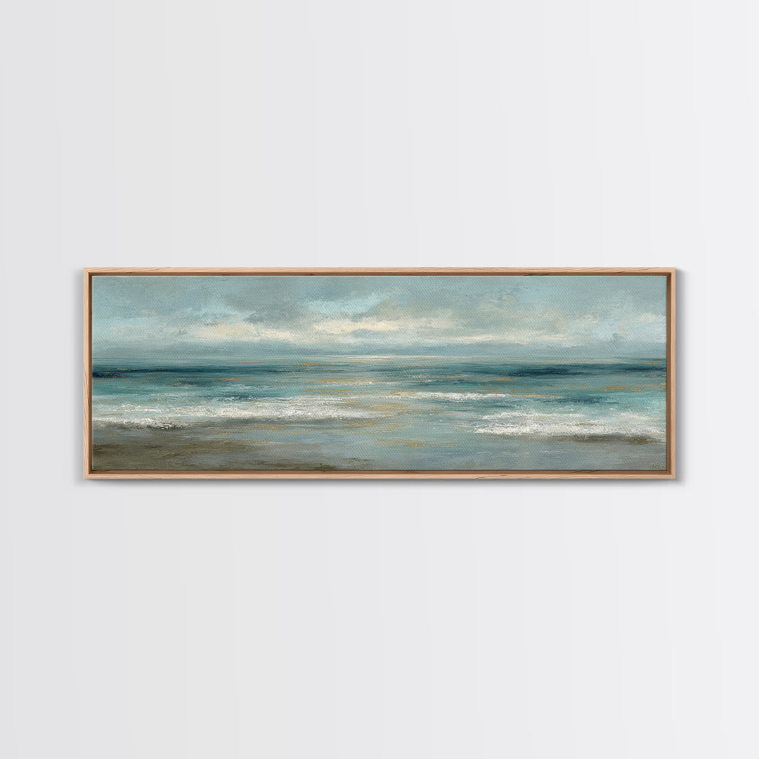 Coastal Horizon with Pale Sand and Water Framed Canvas Print, Waiting Room Art, Minimalist Art, Waiting Room Decor, WRA-3x1-73