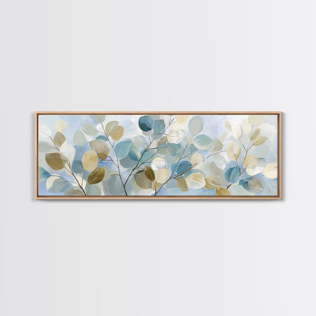 Clean Eucalyptus Leaf Study Framed Canvas Print, Waiting Room Art, Digital Art Print, Waiting Room Decor, Watercolor Art, Calm, WRA-3x1-81